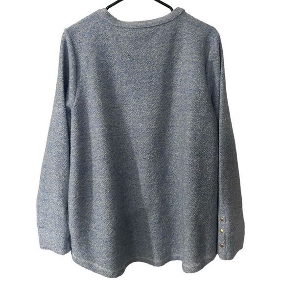 Soft Surroundings El Chate Heather Blue Long Sleeve Henley Top Size L Sweater - Picture 6 of 11